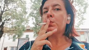 Smoking in a public park sexy Italian stepmother 720HD