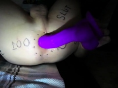 Huge Purple Dildo Stretches Me Out