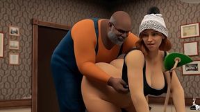 PAWG redhead slut serves every black man she meets on the way