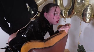 AnaKatana gets NYE Spanking in a latex bottomless dress! (HARDCORE BDSM &amp; BONDAGE)