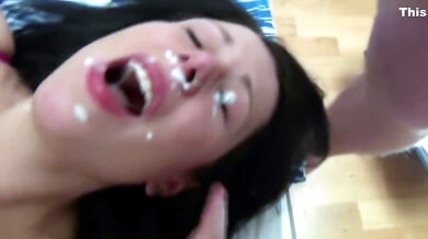 Amateur threesome turns into intense double penetration for raven-haired beauty