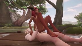 elf gets blowjob on the dock - warcraft parody