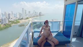 pregnant woman gets the balcony