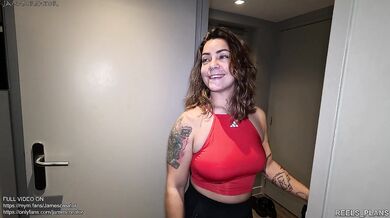 Big ass French girl cheats on her boyfriend, caught masturbating and fucked by her roommate