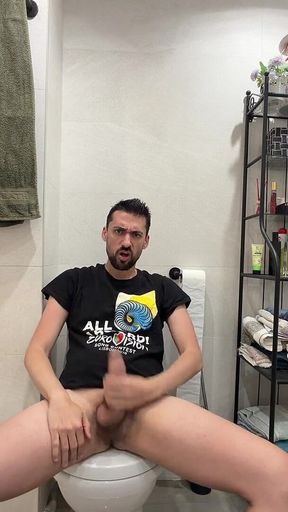 Hot Stepdaddy Jerking off Like Crazy in Public Bathroom
