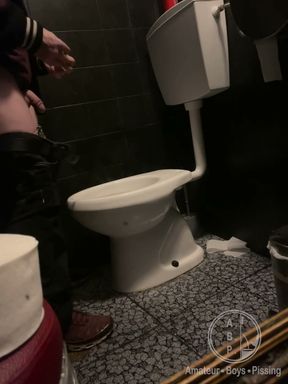 Amateur Straight Boy Caught Peeing in a Bar Restroom