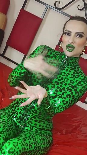 I Seduce You with My Glossy Green Minty Lips and Kisses and Shiny Latex