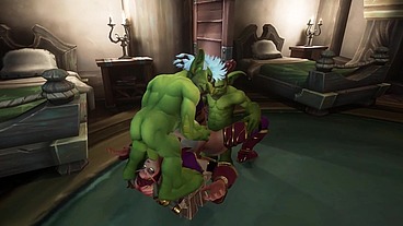 An Elf has a Threesome with two Goblins - Warcraft Parody