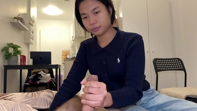 "Don't be loud, the neighbours can hear us", fuck a 18yo Asian quietly