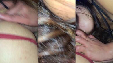 Part 9 of me riding his dick while latina licks my pussy and ass and his dick at the same time