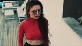 Berenice Climaxes with Sunglasses in Bedroom Striptease