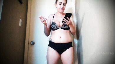 Muffin top belly stuffed out by mom who shakes it for you POV