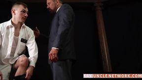 SayUncleNetwork.com - Young gay Mormon strokes hard while toyed in elders hot lap