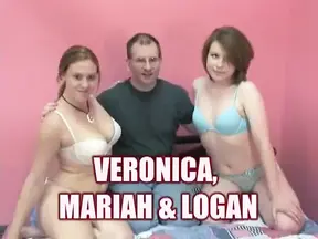 Hot amateur Veronica Snow gets a sloppy blowjob in FFM threesome