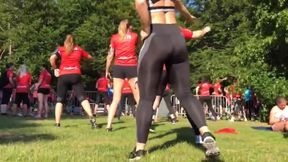 girl see thru leggings in the park