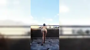 Alluring hot mom stepmom enjoys some balcony fun