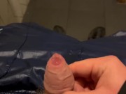Public toilet wank in adidas calsurf trackies