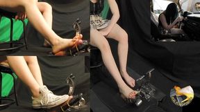 NEW! Princess Flooded Gas Pedal Footjob in Chucks & Barefoot