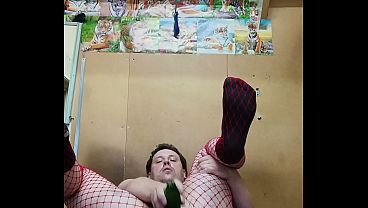 Fat-assed Russian slut fucks her anal with a huge cucumber! Licking a dildo after an ass! Dirty gay,porn with conversations