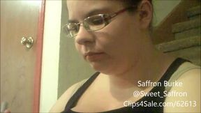 Chubby redhead Saffron Burke's solo fun with adult toys and hairbrushing