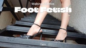 Beautiful feet going up and down the stairs in stiletto heels (4)