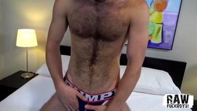 RawFuckBoys Young hairy stud strokes big cock solo after hot workout