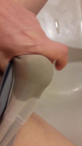 I jerk my cock through my piss-soaked briefs