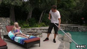 A pool guy fucks flat and skinny blonde girl Piper Perri