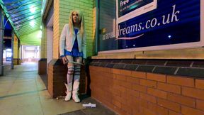 Flashing crossdresser outside store
