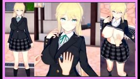 Cute Blonde Margaret Chan Rubs Huge Tits for 3D Hentai BJ & Handjob Bliss