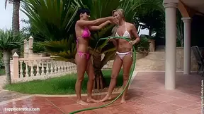 Carie and Natali play with water and have lesbian sex outdoors by Sapphic Erotica