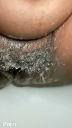 In the Bathroom Shaking My Hairy Pussy