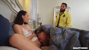 Brunette babe opens hairy pussy to get vaginal orgasm