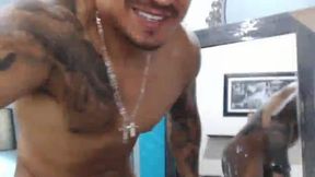 Big Colombian Stud Cumshot to Mirror