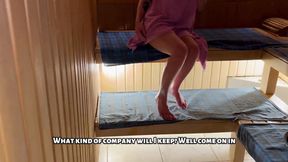 Steamy sauna fuck with hot mom and sis