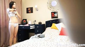 ”My naughty GF trying out all the outfits in her wardrobe”