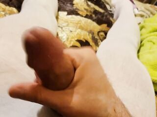 Sissy Crossdresser Jizz flow a Lot with his Large Weenie Masturbating Stroking