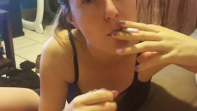 Sucking on a big fat uncut dick