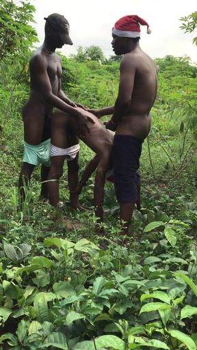 Outdoor Christmas Sex Threesome