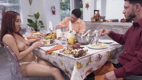 Sexy - Thanksgiving Feast Threeway Fuck With Kira Perez, Preston Parker & Tyler Steel