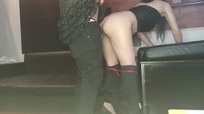 by accident he buries it in the ass, latina brunette woman