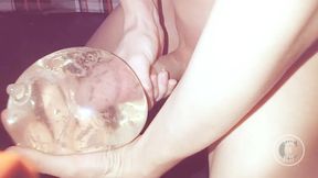 Fucking a Condim filled with my Pee, playing with Cum