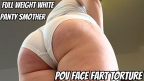 POV FACE FART TORMENT – Full Weight White Panty Smother