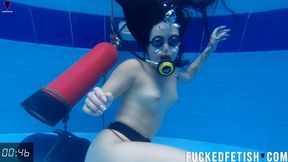WMV Sexy red swimwear white skin Moonblack extreme relaxed scuba underwater 735