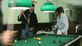 German Babe and Chick Go Wild on Pool Table