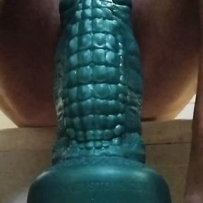 CD Squats and Stretches on Huge Dildo