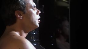 fireplace sex in the glass villa - wet-haired blonde fucked on the table at night