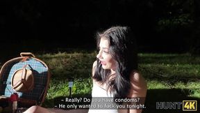 HUNT4K  Hot Czech teen Chloe Heart rides a massive hunter&#x2019;s cock&#x1F346; outdoors in front of her BF