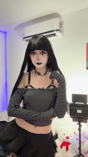 Cute goth teen teases on TikTok