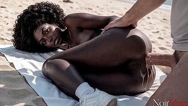 I pleased my stepdaughter trip to beach and my big white cock[AI]
